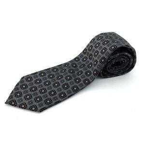 JoS A Bank Reserve 100% Silk Geometric Tie Black Grey Gold Classic